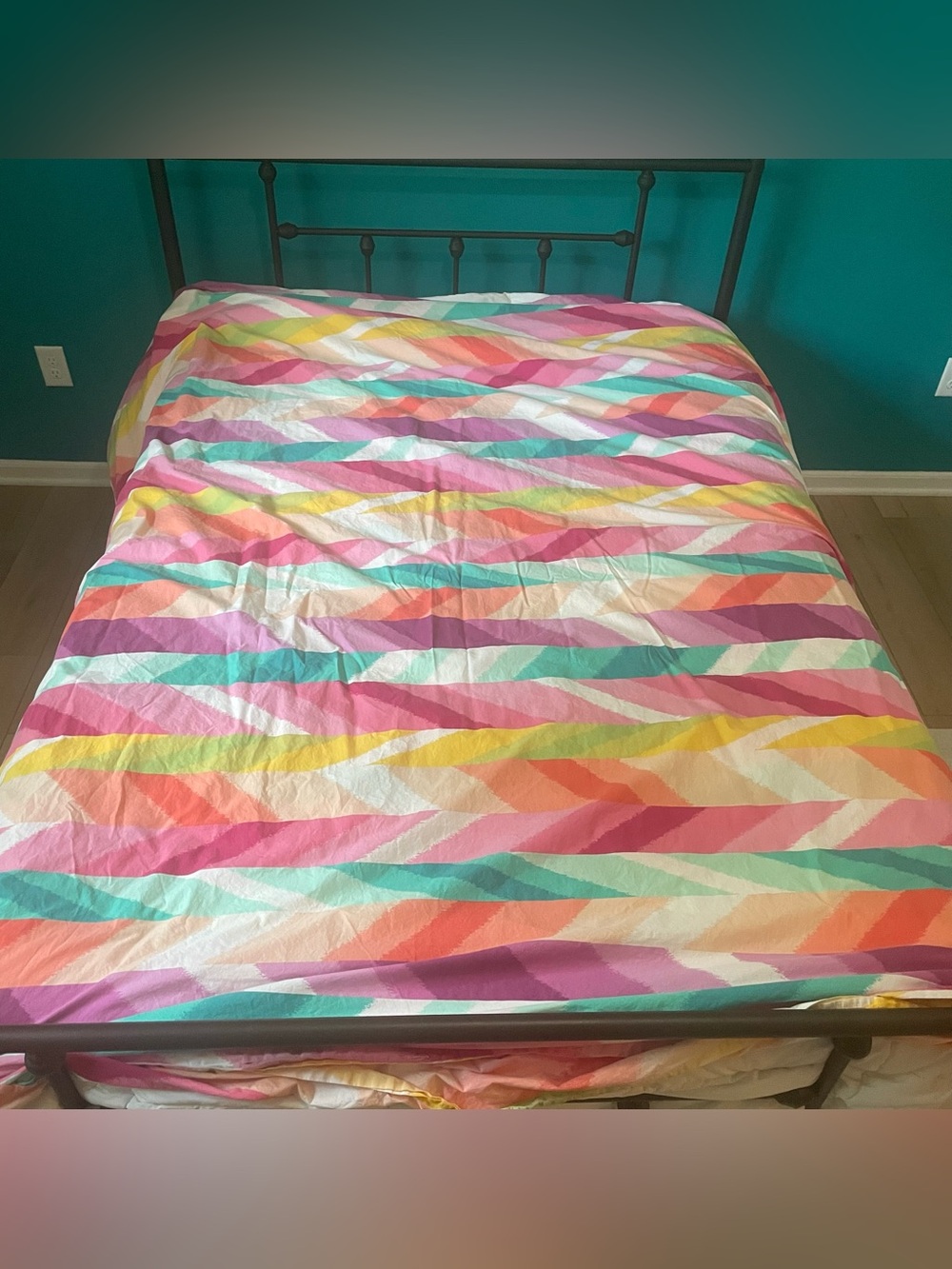 Pottery Barn Teen Full Duvet Blanket Cover Vibrant Arrow Chevron Colorful Design